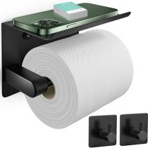 Sinbinta - Porte Papier Toilette Avec 2 crochets, Support Papier Toilette Mural Acier Inoxydable - Noir