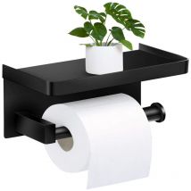 Sinbinta - Porte Papier Toilette avec Étagère Supérieure, Acier Inoxydable Murale Support - Noir