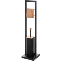 Well home - Porte-papier toilette 'Natureo' avec porte-brosse en noir fonctionnel Ø20x60cm
