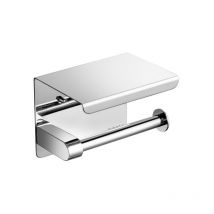 Porte-papier toilette avec support pour téléphone portable - Chrome Porte-rouleau de papier toilette Autocollant Porte-rouleau de papier toilette