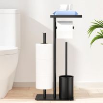 Porte-papier toilette debout en acier inoxydable avec brosse – avec boîte à lingettes humides, ensemble WC