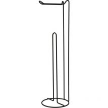 Bathroom Solutions - Porte-papier toilette, en métal, noir, 54 cm