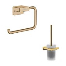 Hansgrohe - Porte-brosse wc AddStoris + Porte-papier wc bronze brossé