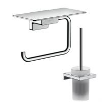 Hansgrohe - Porte-brosse wc Addstoris + Porte-papier wc avec tablette chromé