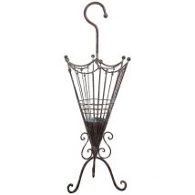 Porte-parapluie en fer forgé Porte-parapluie extérieur et intérieur Design de parapluie Style vintage Anti-goutte 32x32x83 Noir