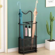 Porte Parapluie en métal, Porte Parapluie Autoportant avec Crochets, Rond Porte-parapluies pour intérieur/extérieur Couloir, entrée, Rangement – Noir
