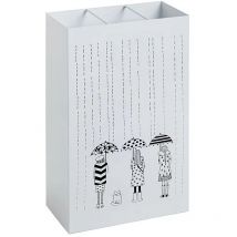 Pegane - Porte parapluies en métal laqué blanc motif noir - Longueur 30 x Hauteur 48 x Profondeur 16 cm