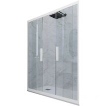 Forte - Porte parois de douche coulissante 120 cm Blanc Matt niche Glam