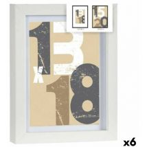 Gift Decor Wall Picture Holder WhiteWooden Glass mdf 18 x 23 x 2,5 cm (6 pcs)