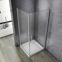 Aica Sanitaire - Porte pivotante 100x100x195cm porte de douche paroi de douche cabine de douche verre anticalcaire