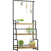 Porte-plantes escalier stanley noir et bois
