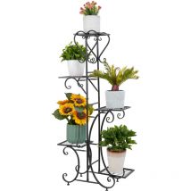Porte Plantes Fer Forgé 107x57x22cm Étagère Plante Fleur Extérieur Intérieur Escalier Fleurs pour Maison Balcon Terrasse Jardin - Charge Max 50kg