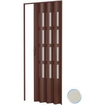 Porte accordéons pliante intérieur en kit avec verre en PVC mod. Sonia Ivoire 1013 82x210 cm
