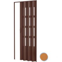 Porte accordéons pliante intérieur en kit avec verre en pvc mod. Sonia Douglas 82x210 cm