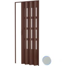 Porte accordéons pliante intérieur en kit avec verre en pvc mod. Sonia Grise 82x210 cm