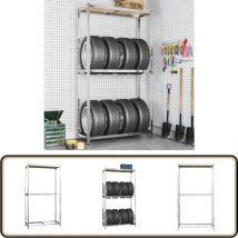Porte-pneus à 2 niveaux Argenté 110x40x180 cm Acier - Support Pneu - Étagère Pneu - Rangement Pneu - Stockage Pneu - Meuble Atelier