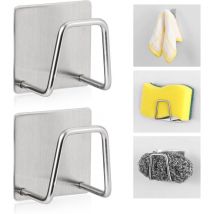 Heytea - Porte-éponge adhésif pour évier de cuisine, crochet à récurer en acier inoxydable SUS304, support de rangement pour accessoires d'évier pour
