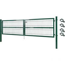Porte Portail Jardin 300 cm Cadenas Serrures Clés Galvanisé Acier à double aile Vert Anthracite sélection V2aox