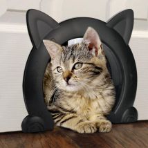 Sinbinta - Porte pour Chat, Conception sans barrière intérieure en Forme de tête de Chat en Plastique Porte de Passage pour Chat avec Motif en arête
