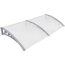 Haloyo - Porte Résistante Toit Abri Protection Contre La Pluie et UV,100 x 300 cm,blanc et gris clair