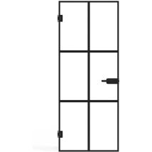 Vente-unique - Porte réversible sans bâti en verre trempé - Noir - H204 x L83 cm - seroto