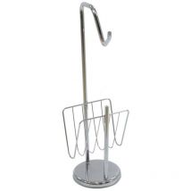 Porte-rouleau en métal chromé avec porte-revues cm19h67