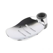 Monly - Porte-savon de douche moderne réglable en chrome - Plateau en forme de feuille - Outil de salle de bains