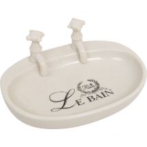 Lot de 4 porte-savons en porcelaine 14x10x5,5 cm Porte-savon salle de bain et cuisine Vide poche d'entrée Conteneur