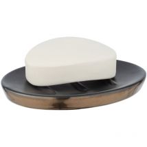 Porte Savon céramique, Porte Savon Brandol, Céramique, 10x1,5x12 cm, noir - cuivre - Wenko