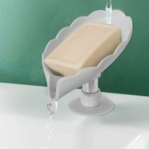 Svkbjroy - Porte Savon en Forme de Feuille abs Auto Drainant La Créativité Boîte à Savon avec Ventouse pour Douche Salle de Bain Baignoire Éponge