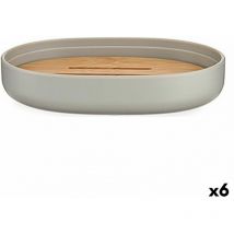 Porte-savon gris brun bambou polypropylène 9,5 x 2,5 x 13 cm (6 unités)