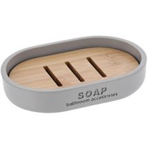 Porte savon polyresine - gris clair bambou Tendance