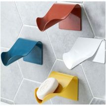 Csparkv - Porte-Savon pour Cuisine Salle de Bains Douche, Boîte à Savon Range-Savon Support de Savon Auto-drainant Plastique Mural(Blanc + Bleu +