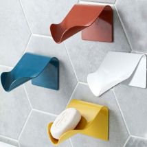 Basetbl - Porte-Savon pour Cuisine Salle de Bains Douche, Boîte à Savon Range-Savon Support de Savon Auto-drainant Plastique Mural(Blanc + Bleu +