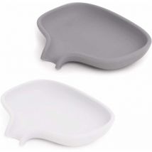 Mereteet - Porte Savon Silicone, Boîte à Savon Douche, Porte-savons Salle de Bain, Gris et Blanc, 2 Pcs-Ensoleillé