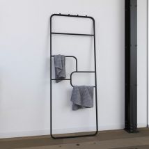 Porte serviette - 176x60x1.6 cm - Metal - noir mat - support - type atelier - puzzle dark design
