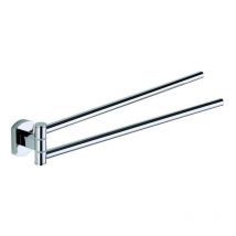 Porte serviette 2 barres pivotantes - Décor : Chromé - Hauteur : 54 mm - Largeur : 360 mm - Matériau : Acier inoxydable - Profondeur : 46 mm Ocmei