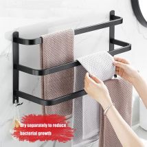 Porte Serviette Murale, Porte Serviette Salle de Bain, Porte-Serviettes, Porte-Serviettes en Aluminium (50cm), Noir