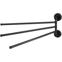 Porte Serviette Pivotant avec 3 Barres de 40CM Porte-serviette Mural en Acier Inox pour Salle de Bain, Cuisine, Noir