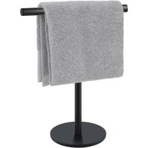 Porte-serviette- Porte-serviettes en forme de t, noir, acier inoxydable