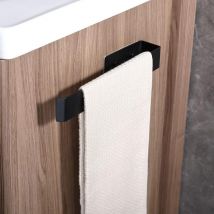 Porte-serviettes autocollant en acier inoxydable pour salle de bain et cuisine - 26 cm - Noir - autocollant 3M et perçage
