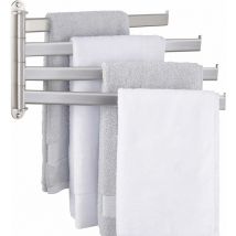 Porte-Serviettes avec 4 Arms Acier Inoxydable SUS304 Porte Serviette Salle de Bain Organisateur 180°Rotation Mural Brossé