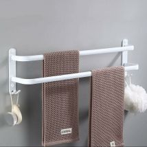 Porte-Serviettes Blanc Mural Barres Porte-Serviettes Multicouche avec Crochets Espace Aluminium Porte Serviette pour Salle de Bain, Cuisine d'hôtel,