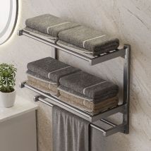 Porte-serviettes de salle de bain Porte-serviettes à 3 niveaux avec support de rangement amovible Porte-serviettes de salle de bain avec barre à