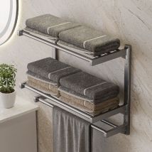Porte-serviettes de salle de bain Porte-serviettes à 3 niveaux avec support de rangement amovible Porte-serviettes de salle de bain avec barre à