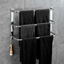Porte-Serviettes en Acier Inoxydable à 3 Niveaux sans perçage pour Porte-Serviettes pour Salle de Bain Cuisine et Toilettes Argent