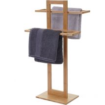 HW - Porte-serviettes C-B74, salle de bain, sèche-serviette autonome, bambou 80x42x27cm