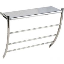 Porte-serviettes mural, montage mural (HxLxP) : 53cm x 46cm x 21cm Argent Étagère murale pour salle de bain, accessoires de salle de bain