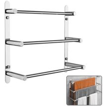 Porte-Serviettes Mural de Salle de Bain Porte-Serviettes Aluminium avec 3 barres 40×28cm Argent