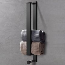 Jalleria - Porte-serviettes, noir, porte-serviettes autocollant, sans perçage, acier inoxydable, 40 cm, porte-serviettes d'invité, porte-serviettes